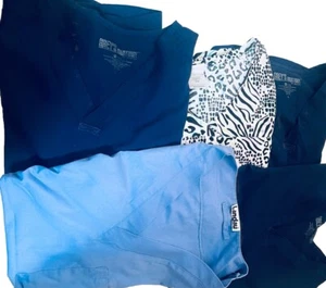 LOT OF 5(L)MEDICAL ASSORTED SCRUB TOPS GREY’S ANATOMY STARS ETC MULTI COLOR - Picture 1 of 12