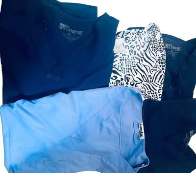 LOT OF 5(L)MEDICAL ASSORTED SCRUB TOPS GREY’S ANATOMY STARS  ETC MULTI COLOR - Image 1 of 4