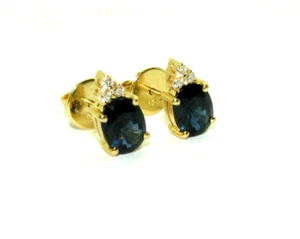 Mujer / Mujer 18ct Pendientes de Oro Amarillo Set Con Zafiro Y Diamantes - Imagen 1 de 9