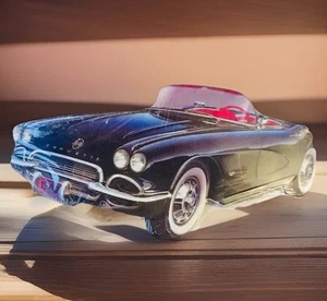 Letrero de auto Corvette 1962 convertible en forma de metal 24 pulgadas x 11,78 pulgadas. Auto Garaje - Imagen 1 de 3