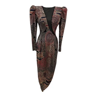 CACHE Statement Kleid Damen Medium Offener Rücken Langarm Abend Elegant  - Bild 1 von 11