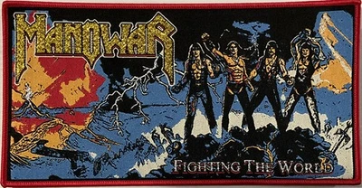 Manowar - Fighting The World Patch 4” X 8” Large Strip Patch [Heavy Metal] - Image 1 of 2