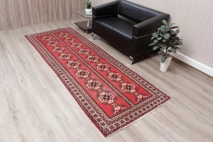 Alfombra de corredor hecha a mano 3x9 alfombras de corredor de pasillo rojas de lana de colección 3'3" x 9'5" - Imagen 1 de 17