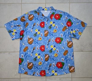Kansas City KC Royals Men's XL Baseball Hawaiian Shirt Miller Lite July 4th BBQ - Picture 1 of 6