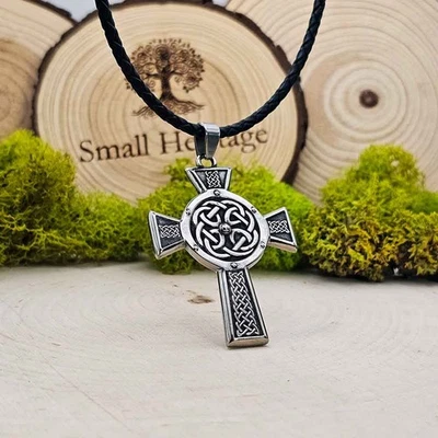 Collar Cruz Nudo Celta Acero Inoxidable Colgante Irlandés Cadena/Cuerda Hombre Foto 1 de 4