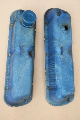 Ford Mustang 289 1966 cubiertas de válvula - original OEM Ford par de acero azul 289/302 Foto 1 de 4