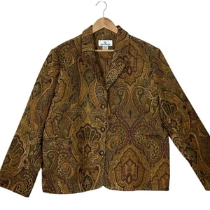 ERIN LONDON sz X Large Floral Tapestry Jacket “ Got Jacquard” Tan Green NWT - Picture 1 of 5