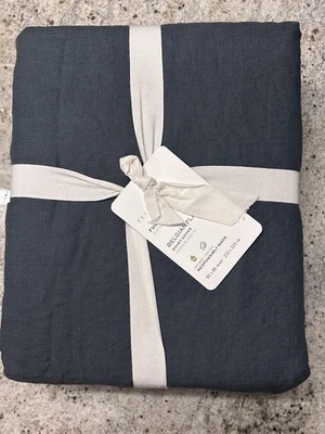 Pottery Barn Belgian Flax Linen F/Q Duvet Cover In Steel Blue Color, NWT - Image 1 of 4