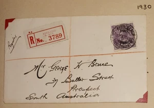 1930 Australian First Day Cover King George V 5d Purple  Overprinted - Picture 1 of 2