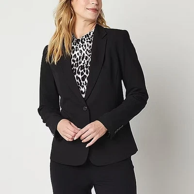 Blazer Liz Claiborne Kate Calce Clásico para Mujer Negro Forrado de un solo pecho 6 Nuevo con Etiquetas Foto 1 de 4