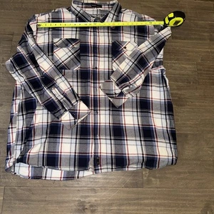 Rocawear Classic Men’s 6XB Plaid Button Down Blue Red White Cotton 6xl Big Tall - Picture 1 of 7