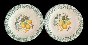 Set Of 2 Himark Italy Spongeware 10.25” Dinner Plates with Pears Excellent - Picture 1 of 5