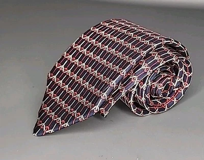 Corbata de seda CIVENCHY CABALLERO 59-1/2" de largo X 3" de ancho hecha en París roja blanca azul Foto 1 de 4