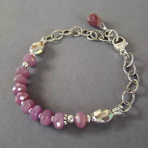 U&C Sundance Natural Ruby, Pyrite & Oxidized Patterned Sterling Silver Bracelet - Picture 1 of 3