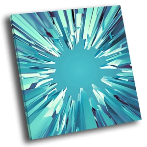 Teal Blue White Cool Square Abstract Photo Canvas Wall Art Large Picture Prints - Picture 1 of 6
