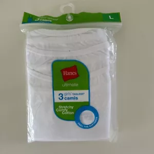 New Hanes Girls 3 Tagless Camis White Size L - Picture 1 of 3