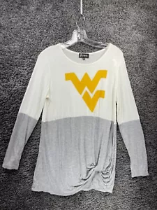 West Virginia Mountaineers Gameday Shirt Women's Medium Gray White Twisted Front - Picture 1 of 8