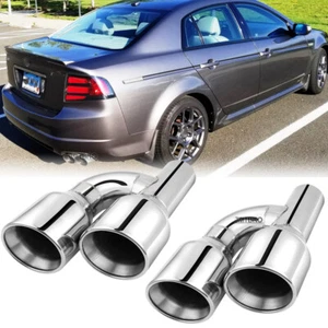 For Acura TL TLX Dual 2.5" to 4" Quad Exhaust Tips Double Wall Stainless Steel - Picture 1 of 15