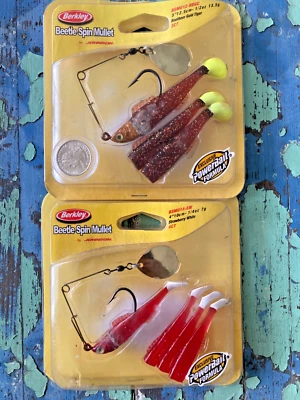 "NUEVO LOTE 2 SEÑUELOS BERKLEY POWERBAIT JOHNSON Beetle Spinner Mullet Spinnerbait 4"" nuevo en paquete" Foto 1 de 4