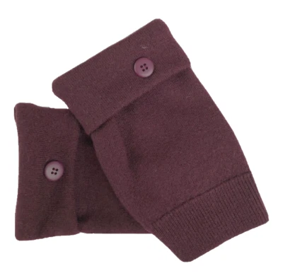 Fingerless Gloves Purple 100% Merino Wool S M L Small - Medium - Large  Mittens - Image 1 of 2