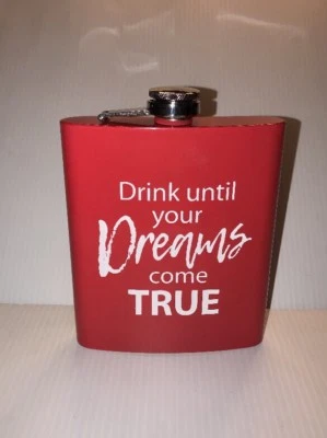 NUEVO CON ETIQUETAS "Bebe hasta que tus sueños se hagan realidad" frasco rojo licor de whisky día de San Valentín Foto 1 de 4