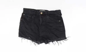River Island Womens Black Cotton Blend Hot Pants Size 8 L3 Reg Dis - Picture 1 of 12