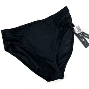 New La Blanca 16 Swim Bottoms Black Tummy Control High Rise Ruched - Picture 1 of 7