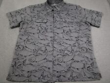 Croft Barrow Shirt Mens XXL Gray Fishing All Over Print Activewear Short Sleeve