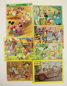 Vintage Lot of 7 Walt Disney Jaymar Jigsaw Puzzles Mickey Donald Goofy