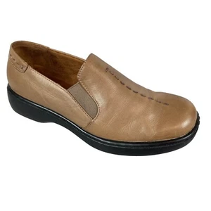 AUDITIONS Leather Slip On Loafers Shoes Brown Saddle Stitch Size 7M NICE - Picture 1 of 9