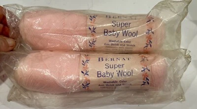 Bernat Super Baby 100% Virgin Wool Pink One oz Skein Lot of 2 Vintage NOS New - Image 1 of 4