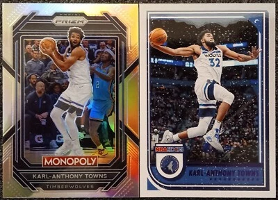 Lote X2 Panini Prizm Karl Anthony-Towns Minnesota Silver Prizm SP 2022-23 casi nuevo-como nuevo Foto 1 de 4