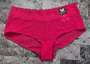 NWT WACOAL LARGE DARK PINK FLORAL LACE BOYSHORT SHORTIE PANTIES - Picture 1 of 5