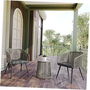 Breezeway Patio Furniture Set, 3-Piece Outside Bistro Light Grey & Dark Grey - Picture 1 of 7