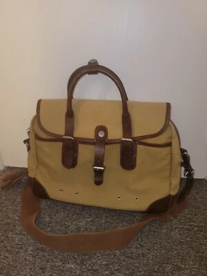 J. Crew Wallace & Barnes Laptop Messenger British Khaki Canvas & Leather Bag EUC - Image 1 of 4