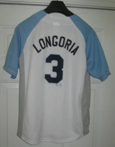 MLB TAMPA BAY RAYS LONGORIA 3 BOYS POLYESTER SS BASEBALL JERSEY SIZE 14/16 - Picture 1 of 4
