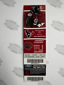 2008 Houston Texans First Monday Night Football GM Full Ticket 12/1/08 Jaguars - Bild 1 von 1