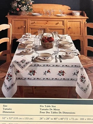 Vintage Lenox POPPIES ON BLUE Tablecloth 60” X 104” Cottage Core Granny Core NEW - Image 1 of 4