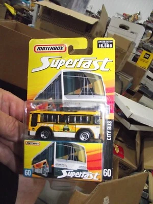 Matchbox 1/64 Superfast #60 city bus yellow NIB - Image 1 of 2