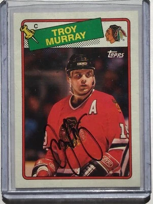 TROY MURRAY CHICAGO BLACKHAWKS SIGNED TOPPS 1988-89 CARD #106 AUTOGRAPH - Image 1 of 2