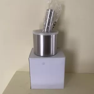 Edelstahl Mörser und Stößel mit Kunststoffdeckel silber Höhe 11 cm Durchmesser 9 cm - Bild 1 von 5