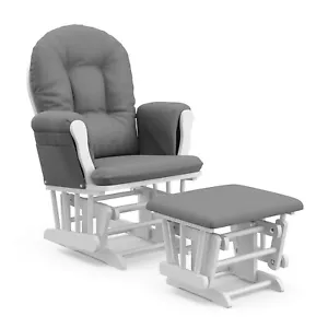 Storkcraft Premium Hoop Glider and Ottoman (White Base, Gray Cushion) - Picture 1 of 10