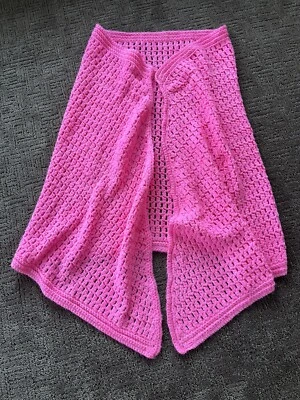 Vtg 60's 70s Ladies HOT PINK Crochet Shawl Wrap for Wedding Prom Dance - Image 1 of 2
