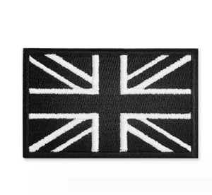 Lote de gancho bordado 8x5 cm Black Union Jack bandera del Reino Unido - Imagen 1 de 3