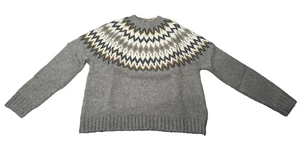 Fatface Fairisle Jumper UK 24 Womens Cassie Grey Long Sleeve Part Wool Round Nec - Picture 1 of 19