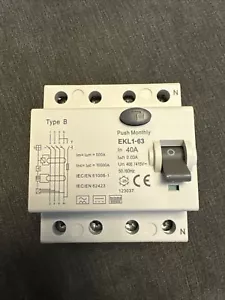 Type B RCCB 10kA 4pole 40A 30mA - Picture 1 of 2