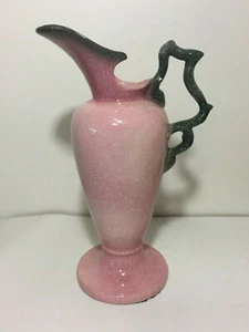 HULL POTTERY W24 13 1/2" High Glaze Pink Speckled Green Art Pottery Pitcher Ewer - Picture 1 of 7