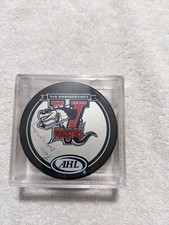 AHL LOWELL LOCK MONSTERS 1998-2003 5th ANNIVERSARY PUCK Signed