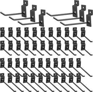 50 Packs Slatwall Hooks 4 Inch 6 Inch Panel Display Hooks Metal Slat Wall Black - Picture 1 of 12