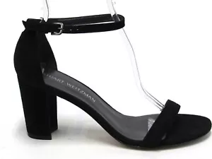 Stuart Weitzman Nearlynude Block Heeled Sandals (Women's) - Black - Sz 8.5 M - Picture 1 of 8